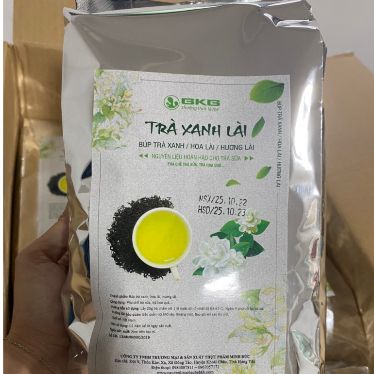 Trà xanh nhài BKB 500gr pha trà chanh, trà hoa quả thơm ngon, k bị chát