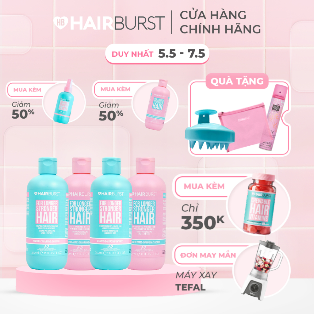 Combo 2 Set gội xả HAIRBURST kích thích tóc mọc dài hơn chắc khỏe hơn 350ml/chai