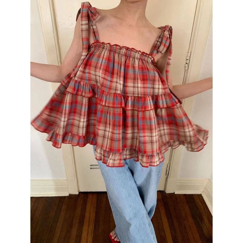 ÁO 2 DÂY BABYDOLL KẺ CARO SIÊU HOT