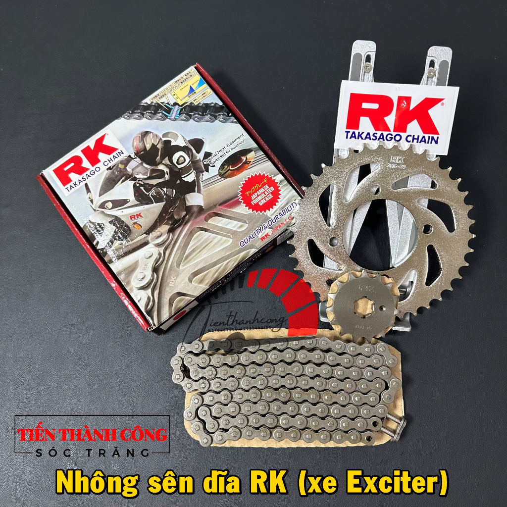 Nhông sên dĩa RK (Takasago Chain) (Japan) gắn các dòng xe: Winner X/Winner V1, Ex150, Ex135 4 số, Ex135 5 số.