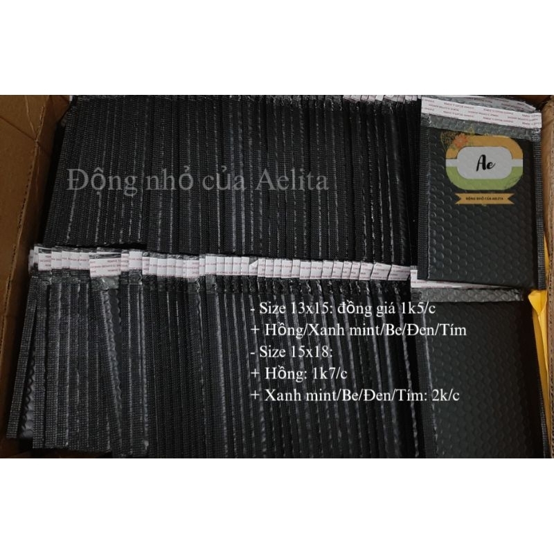 Túi chống sốc 5 màu phồng 13x15 15x18 hồng cam đào tím xanh mint đen