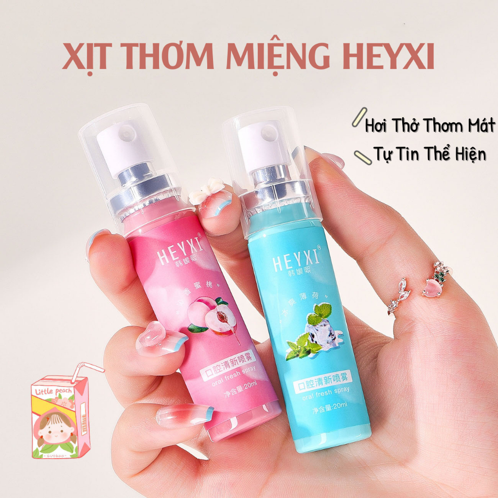 Xịt thơm miệng thảo mộc HEYXI 20ml hương thơm mát, giảm hôi miệng
