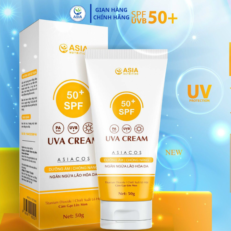 Kem chống nắng cao cấp Asia 50spf+ giúp giữ ẩm, chống nắng, ngăn ngừa lão hóa da