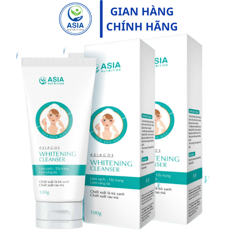 [HSD T3.2024] Sữa rửa mặt cao cấp Whitening Cleanser Asia 100g giúp làm sạch, tẩy trang, làm sáng da