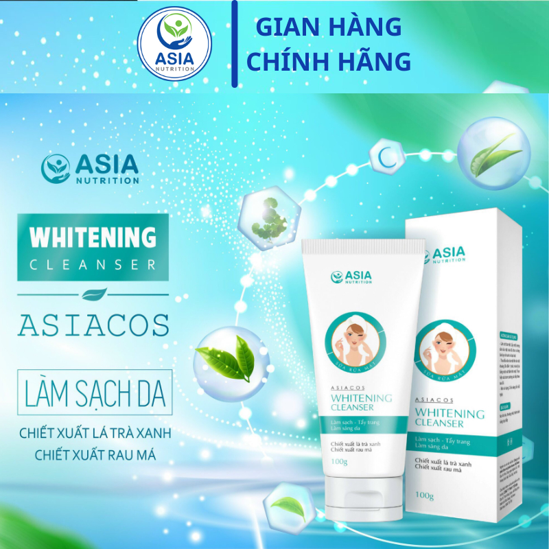 [HSD T3.2024] Sữa rửa mặt cao cấp Whitening Cleanser Asia 100g giúp làm sạch, tẩy trang, làm sáng da