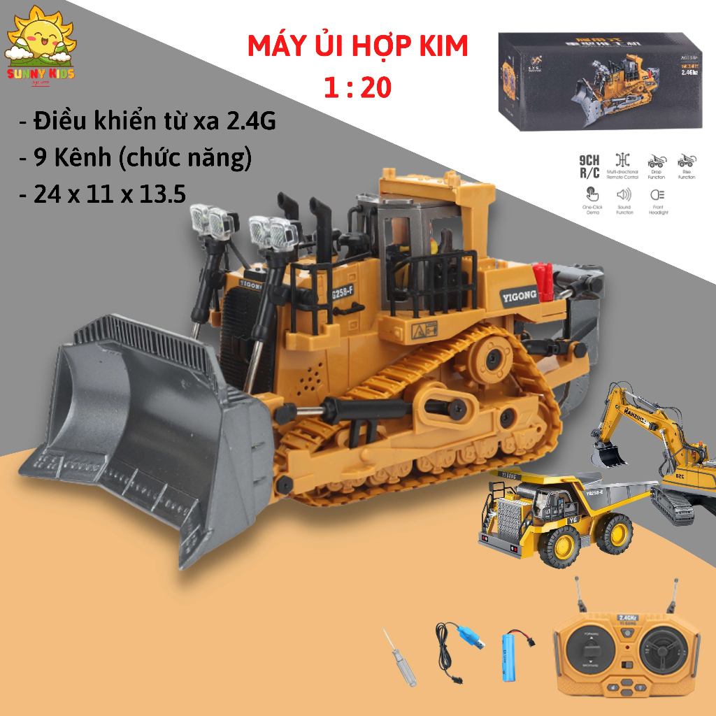 Xe máy ủi đồ chơi điều khiển từ xa 9 kênh hợp kim, âm thanh, đèn chiếu sáng thực tế, tỉ lệ 1:20, PIN sạc - Sunny Kids