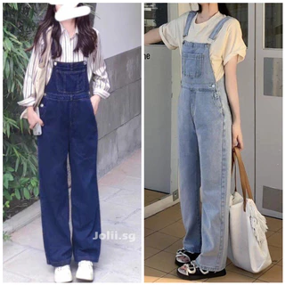 [Hàng chuẩn loại 1] Quần yếm jeans nữ JOLII.SG ống suông phối túi ngực to phong cách Hàn Quốc năng động