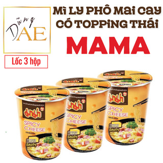  Lốc 3 Hộp Mì Ly Mama Vị Phô Mai Cay Có Topping Thái Lan - Mama Cup Instant Noodles Spicy Cheese Flavor 
