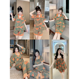 Hoa Hướng Dương - Bộ đồ pizama mặc nhà Tay Cộc, Tay Dài Lụa Mango cao cấp