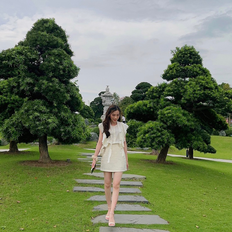 Chân váy tafta phối áo bèo không tay ALENA Fashion