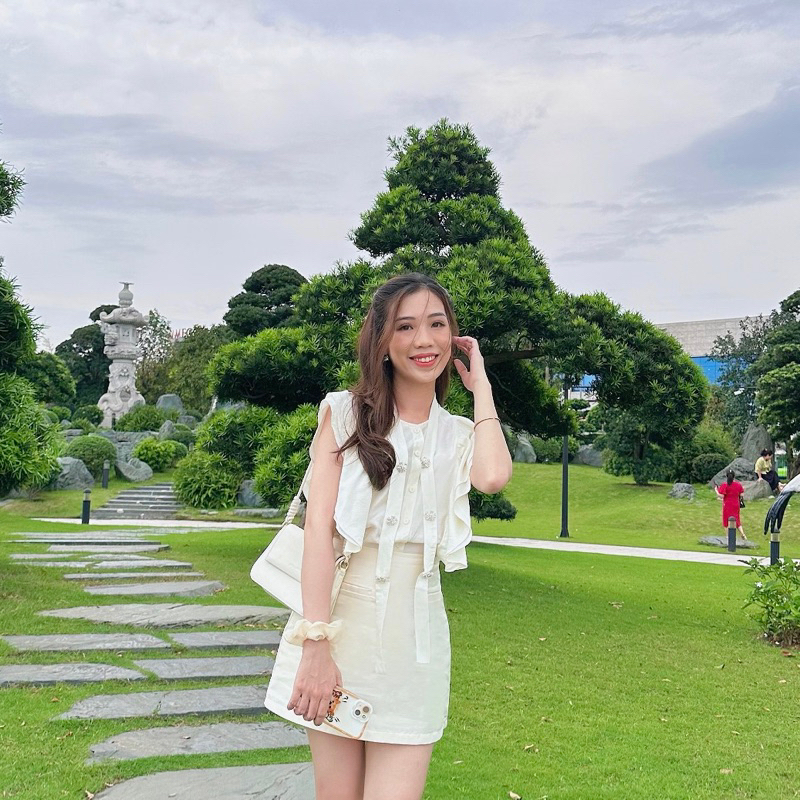 Chân váy tafta phối áo bèo không tay ALENA Fashion