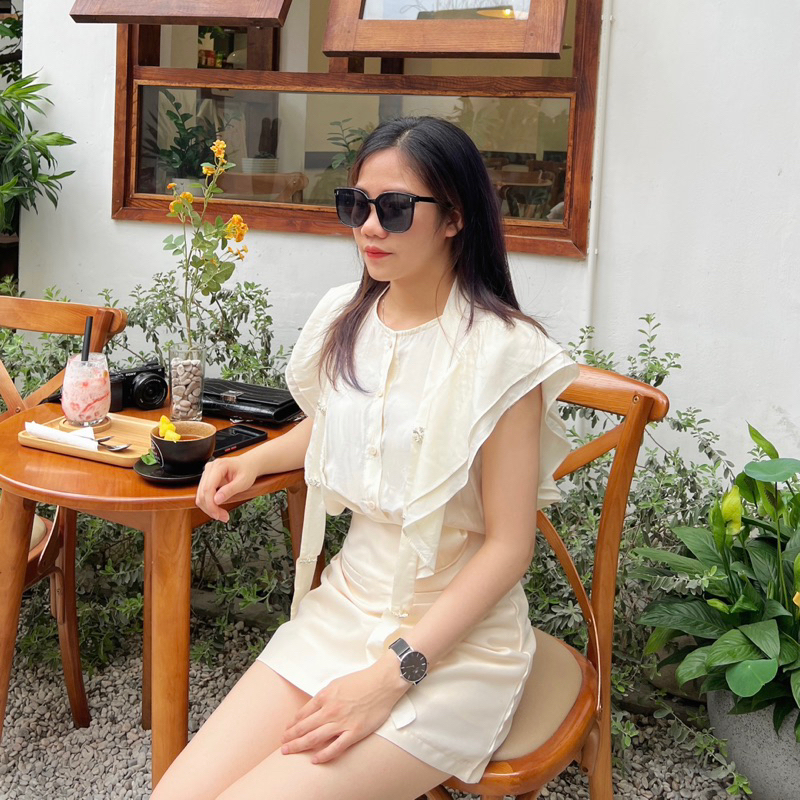Chân váy tafta phối áo bèo không tay ALENA Fashion