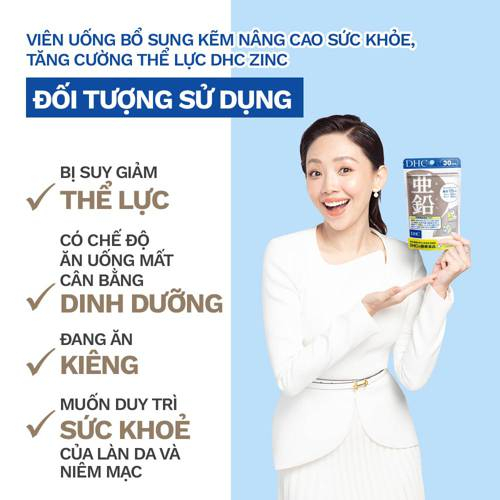 Viên uống  kẽm dhc Zinc 30 ngày hỗ trợ giảm mụn, tăng đề kháng giúp xương cơ bắp, da dẻ khỏe mạnh Extaste