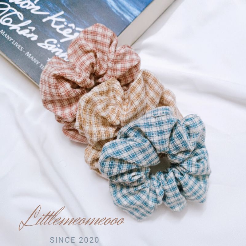 Dây cột tóc Scrunchies caro vintage