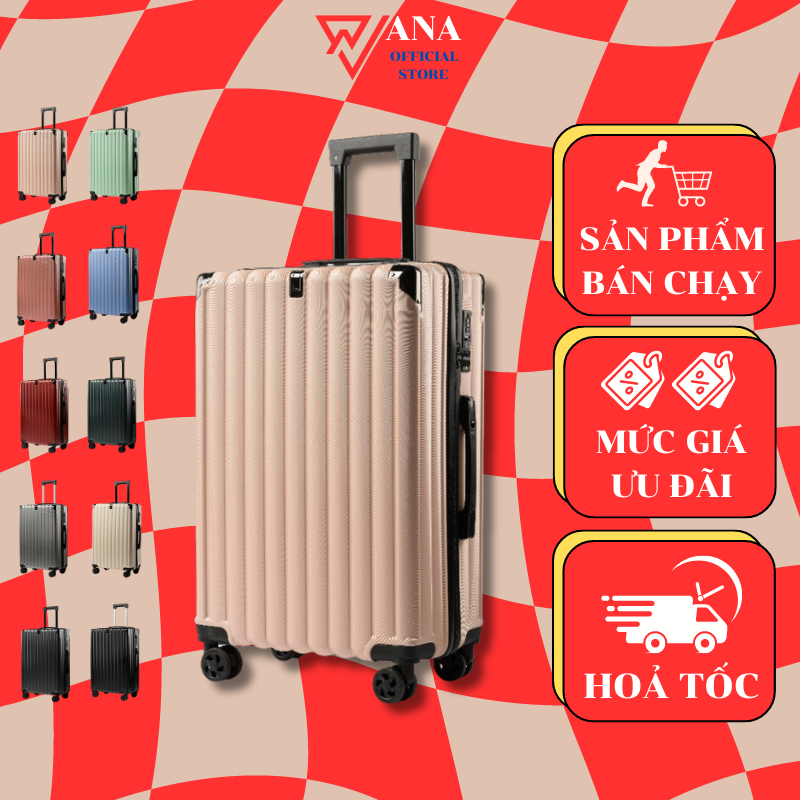 V04 Vali du lịch cao cấp nhựa ABS + PC, chống sốc, chống va đập, chống trộm, bánh xe đôi xoay 360, khóa chuẩn TSA Hoa Kỳ