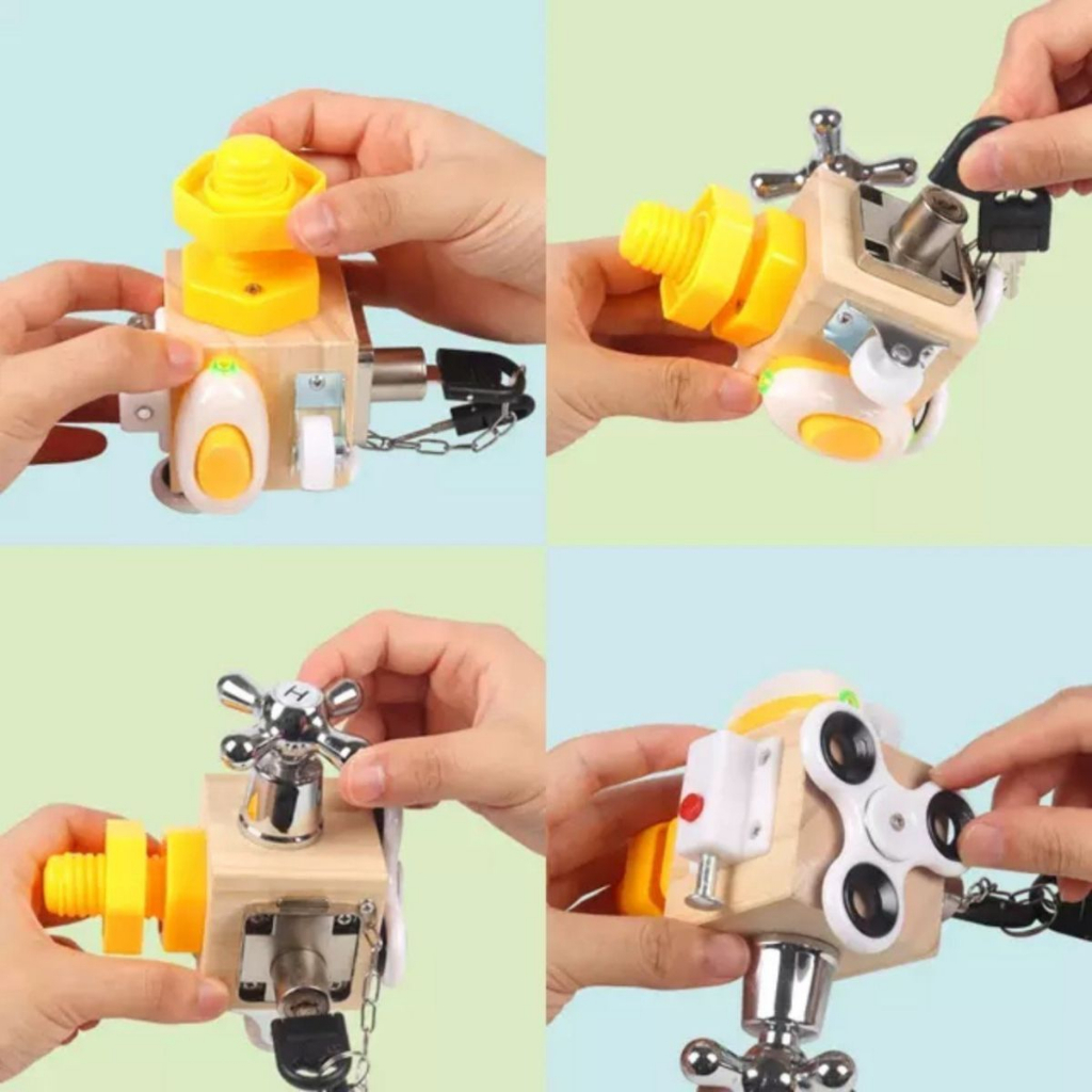 Hộp đồ chơi gỗ bận rộn giúp bé vận động tinh BBT 142