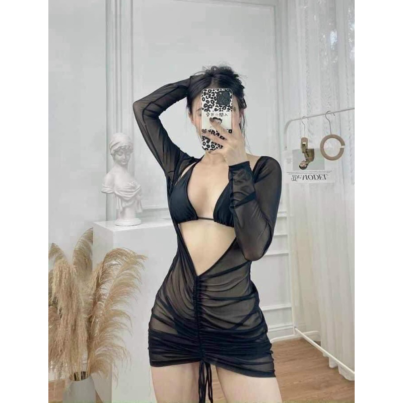 Set bikini 3 món rút dây