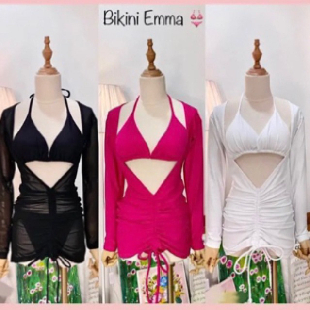 Set bikini 3 món rút dây
