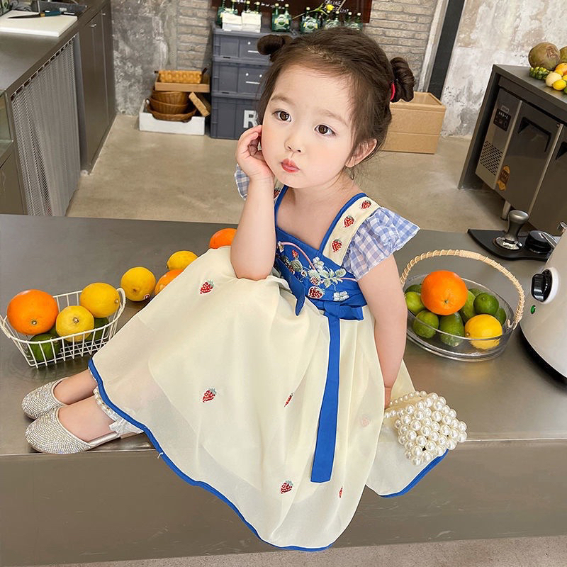 Đầm hán phục siêu dễ thương tặng kèm kẹp tóc cho bé gái