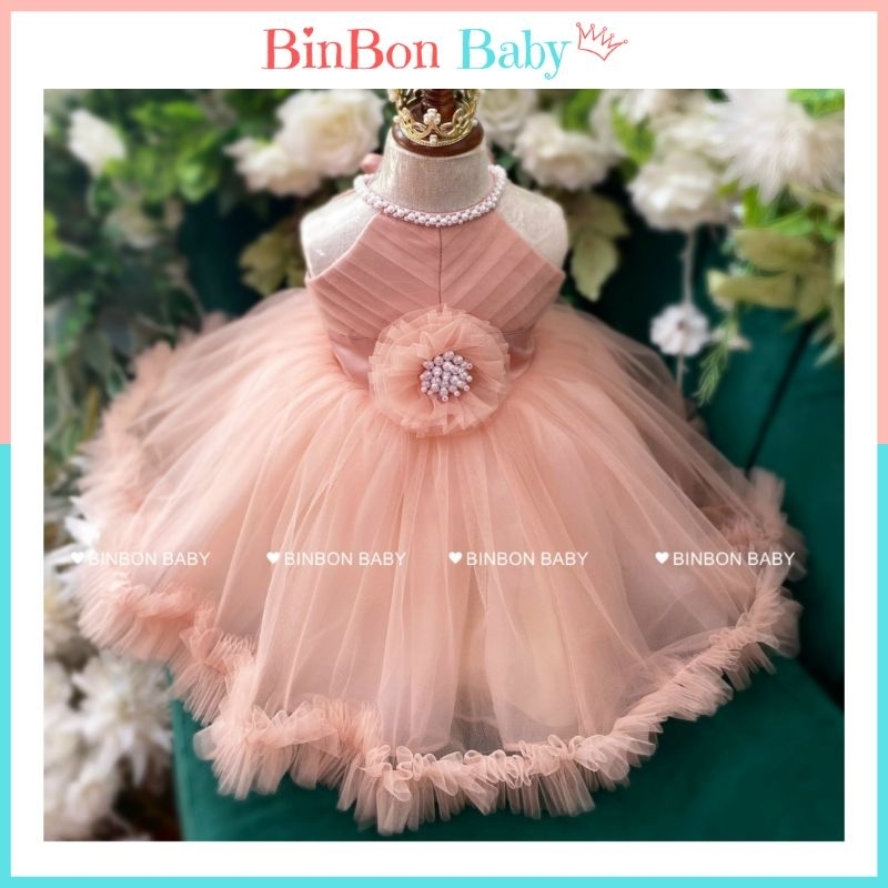 Váy công chúa cho bé BinBon Baby, đầm công chúa yếm hoa cho bé gái