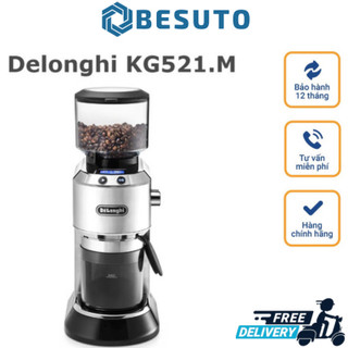 Máy xay cà phê hạt delonghi kg521.m, coffee bean grinder kg521, 18 mức độ xay, nhập đức, bh 12 tháng