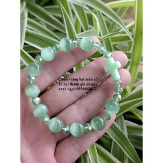 Chuỗi mân côi nhựa (xanh lá, dương, ngọc) chuỗi công giáo đeo tay 10 hạt chuỗi cầu nguyện công giáo