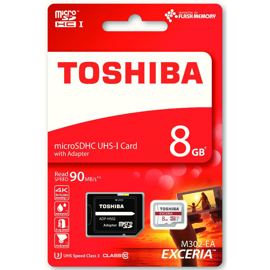 Thẻ Nhớ Micro SD Toshiba Exceria M302 8GB U3 Class 10 – 90MB/s (Kèm Adapter)