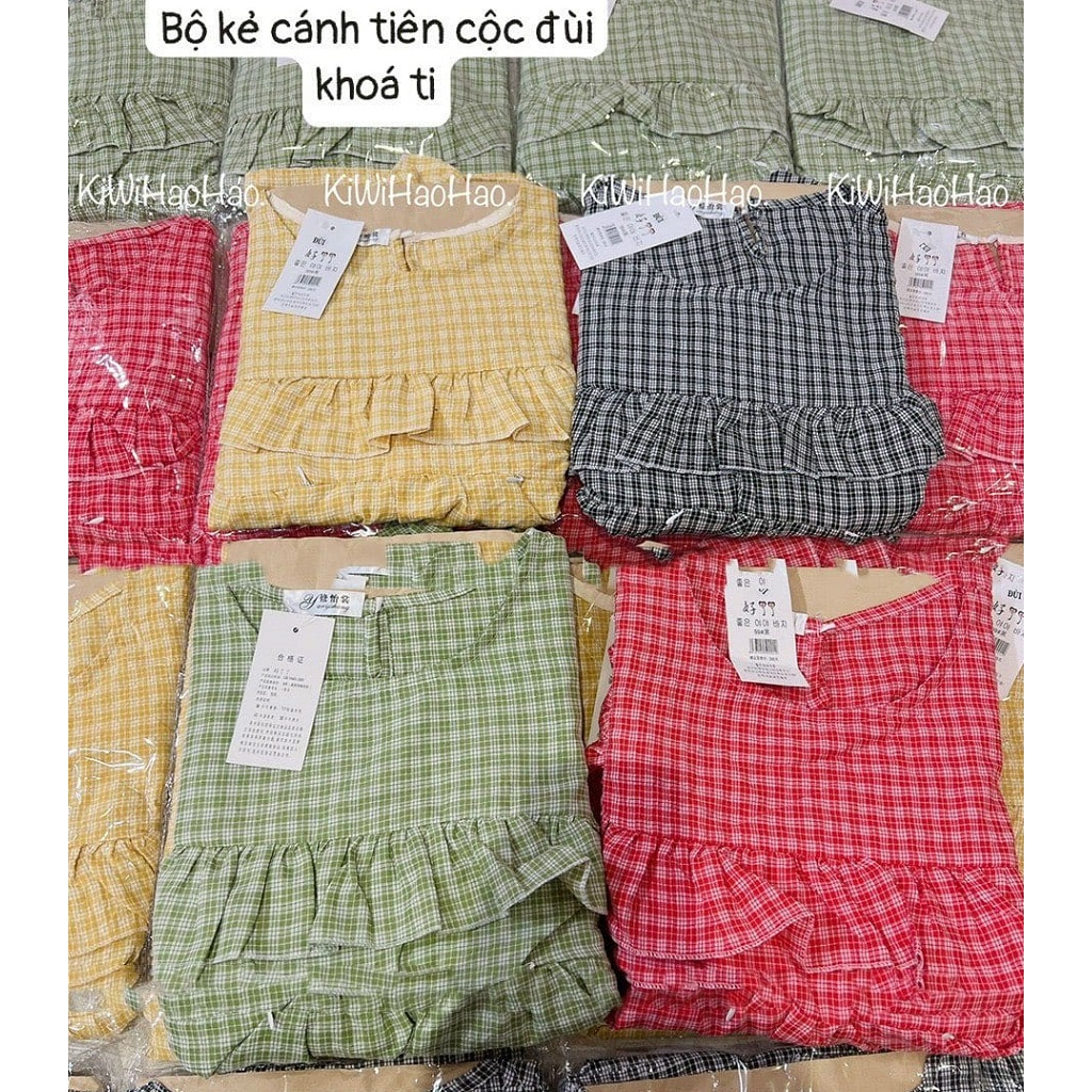 Bộ bầu đùi, bộ sau sinh, vải kẻ mềm, nhẹ, mát, có khoá kéo cho bé ti tiện lợi- quần có đầy đủ chun chỉnh