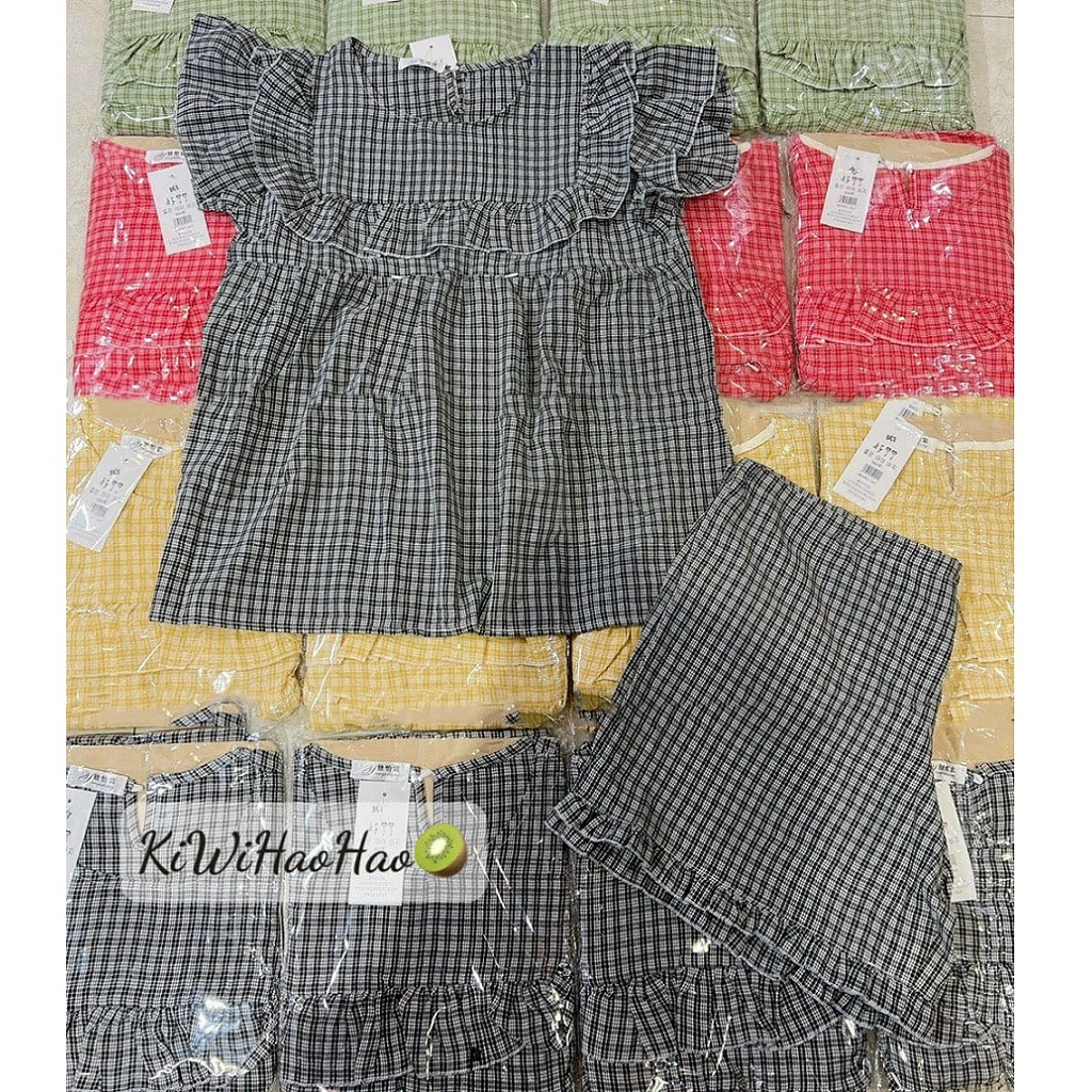 Bộ bầu đùi, bộ sau sinh, vải kẻ mềm, nhẹ, mát, có khoá kéo cho bé ti tiện lợi- quần có đầy đủ chun chỉnh