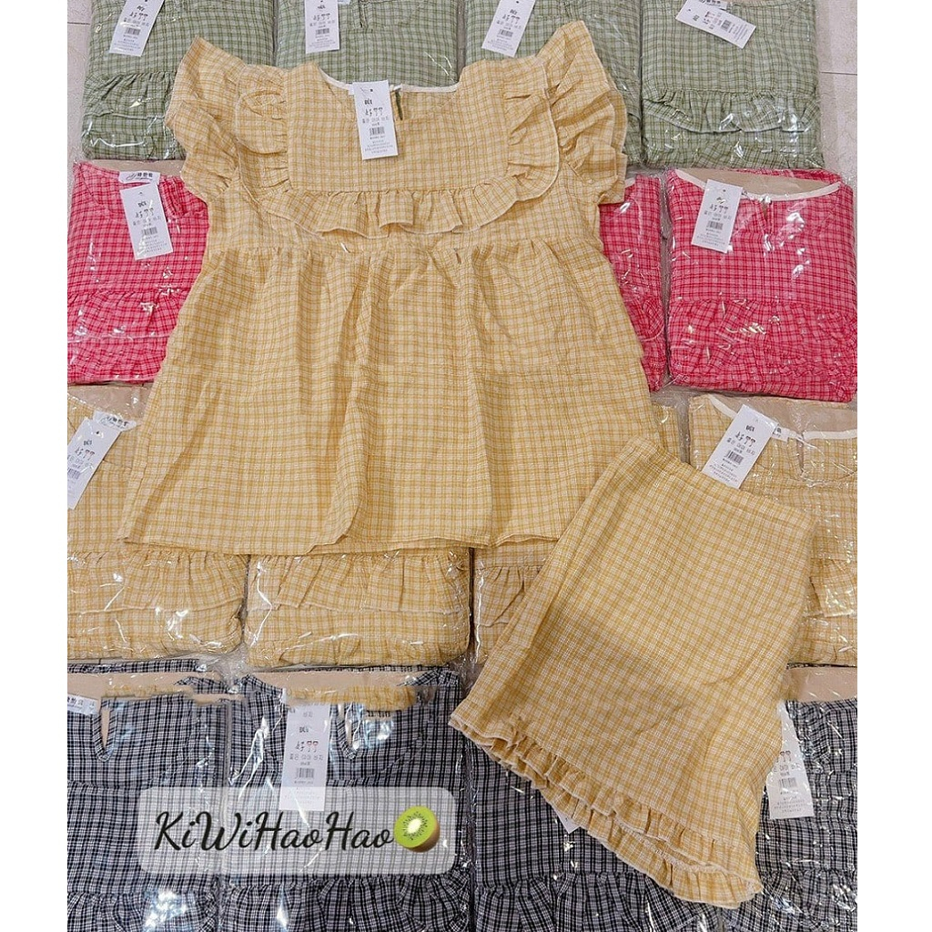 Bộ bầu đùi, bộ sau sinh, vải kẻ mềm, nhẹ, mát, có khoá kéo cho bé ti tiện lợi- quần có đầy đủ chun chỉnh