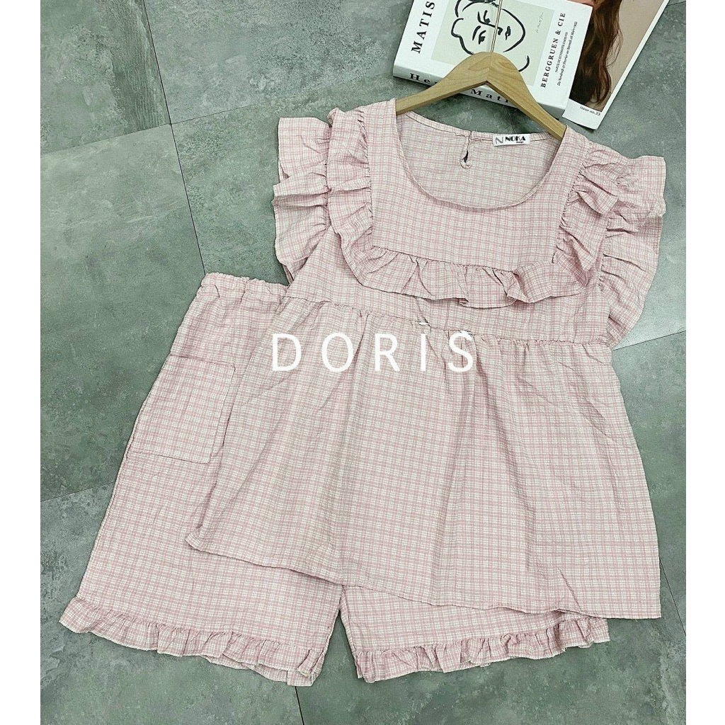 Bộ bầu đùi, bộ sau sinh, vải kẻ mềm, nhẹ, mát, có khoá kéo cho bé ti tiện lợi- quần có đầy đủ chun chỉnh