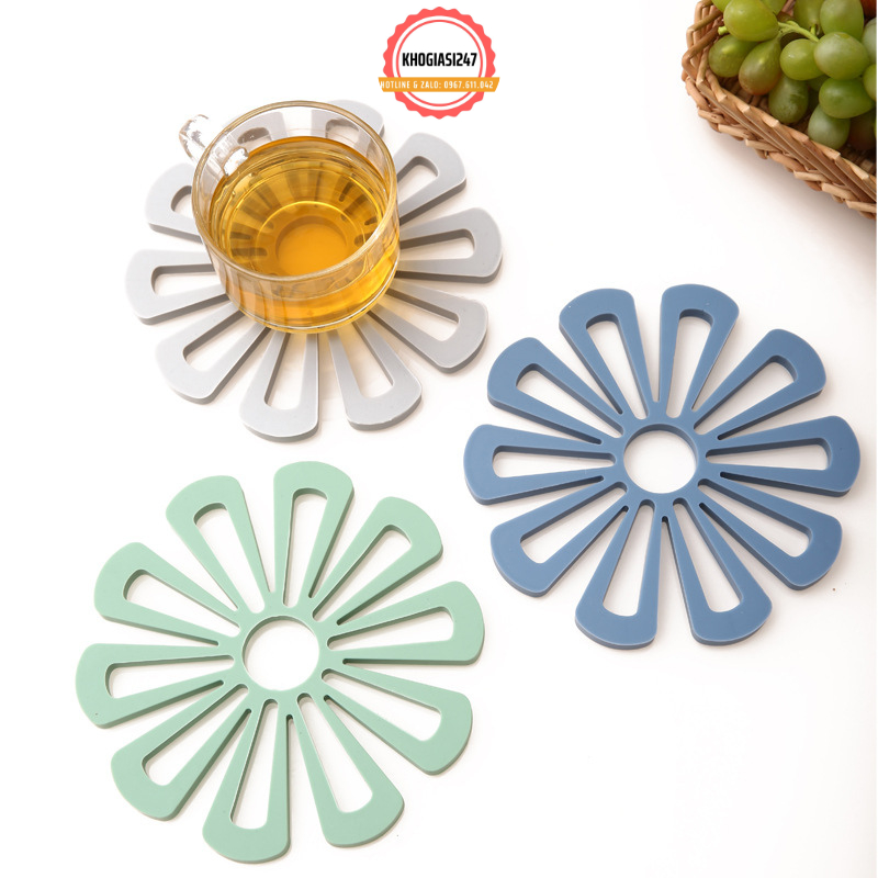 Miếng lót nồi hình bông hoa, đế lót ly, tấm đệm nồi, bát cách nhiệt, thiết kế trang trí bàn ăn trang nhã bắt mắt