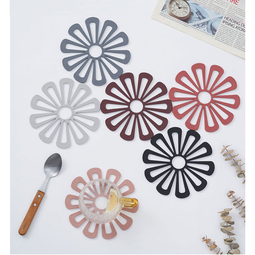 Miếng lót nồi hình bông hoa, đế lót ly, tấm đệm nồi, bát cách nhiệt, thiết kế trang trí bàn ăn trang nhã bắt mắt