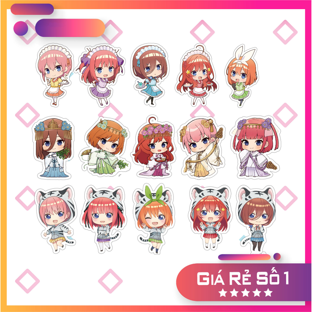 Sticker Hologram Nhà Có Năm Nàng Dâu - Gotoubun no Hanayome - Dán trang trí mũ bảo hiểm, vali, điện thoại, laptop