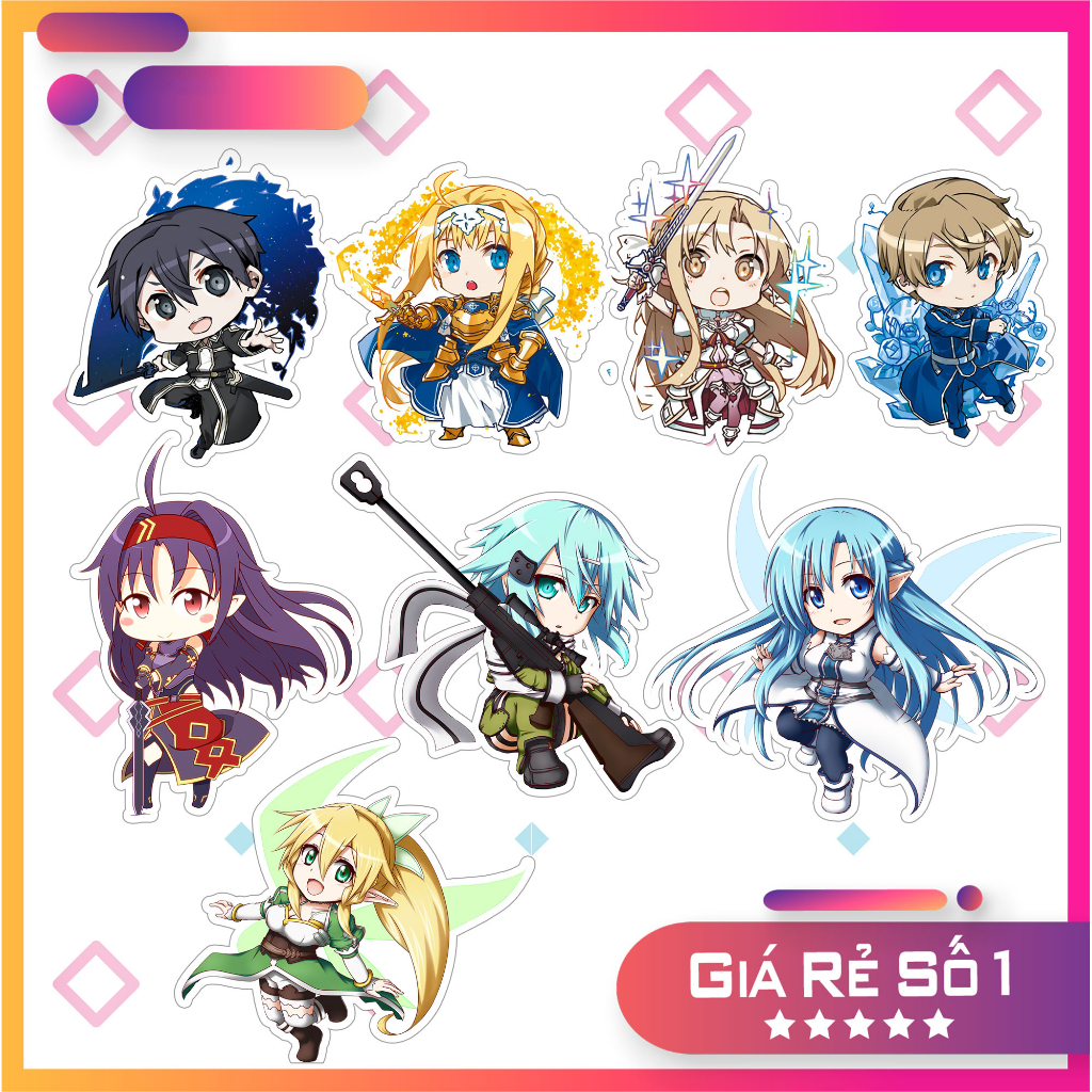 Sticker Anime Hologram Đao Kiếm Thần Vực - Sword Art Online - Dán trang trí mũ bảo hiểm, vali, điện thoại, laptop