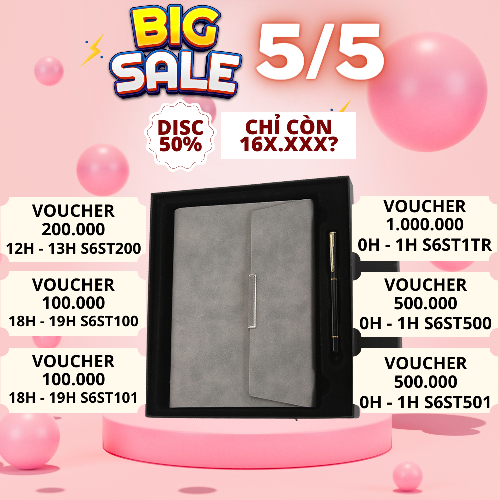 Sổ tay da kèm bút S6 khổ A5 hộp quà tặng doanh nghiệp cao cấp sang trọng có khắc tên và logo theo yêu cầu