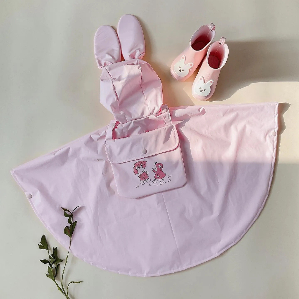 Áo mưa gấu thỏ phủ Venyl cao cấp cho bé, áo mưa trẻ em chống thấm nước phong cách Hàn Quốc hot hit 2023