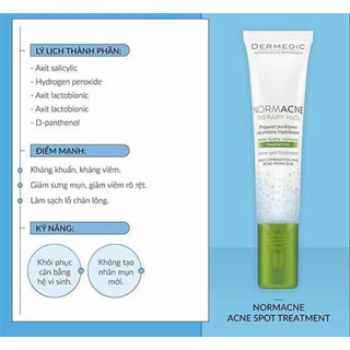 Kem chấm mụn, giảm tổn thương sau 6h dermedic normacne acne spot treatment 15ml
