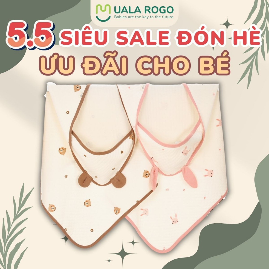 Chăn ủ trần bông UalaRogo cho bé có mũ che đầu mềm mịn giữ ấm đa năng làm chăn đắp 9507