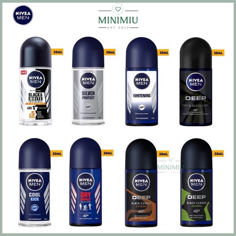 LĂN ngăn mùi NIVEA MEN khô thoáng/mát lạnh/phân tử bạc- chai lăn khử mùi hôi nách nivea dành cho Nam 50ml