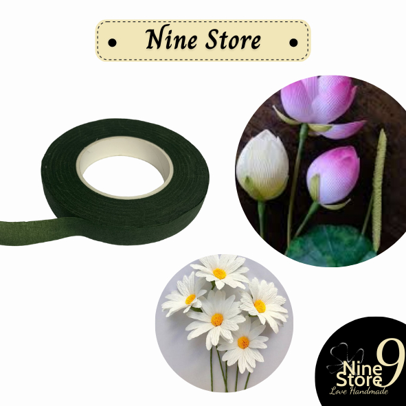 Cuộn keo sáp màu xanh lá đậm, xanh lá nhạt, cuộn keo sáp quấn thân cây làm thủ công_Nine Store
