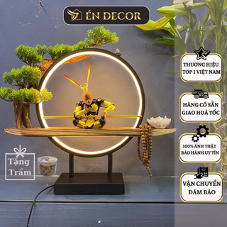 Thác khói trầm hương tượng tôn ngộ không én decor kèm kệ đèn led decor trang trí nhà, phong thủy