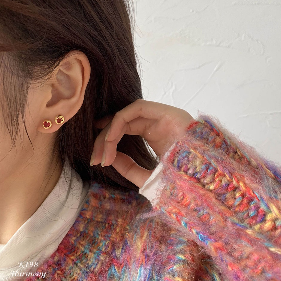 Bông khuyên tai bạc nữ mạ vàng mặt tròn Christmas noel giáng sinh nhiều hình xinh xắn | HARMONY ACCESSORIES K198