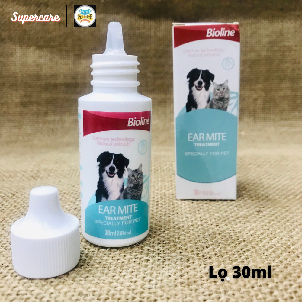 Dung Dịch Nhỏ Rận Tai trên chó mèo Bioline Ear Mite Treatment 30ml