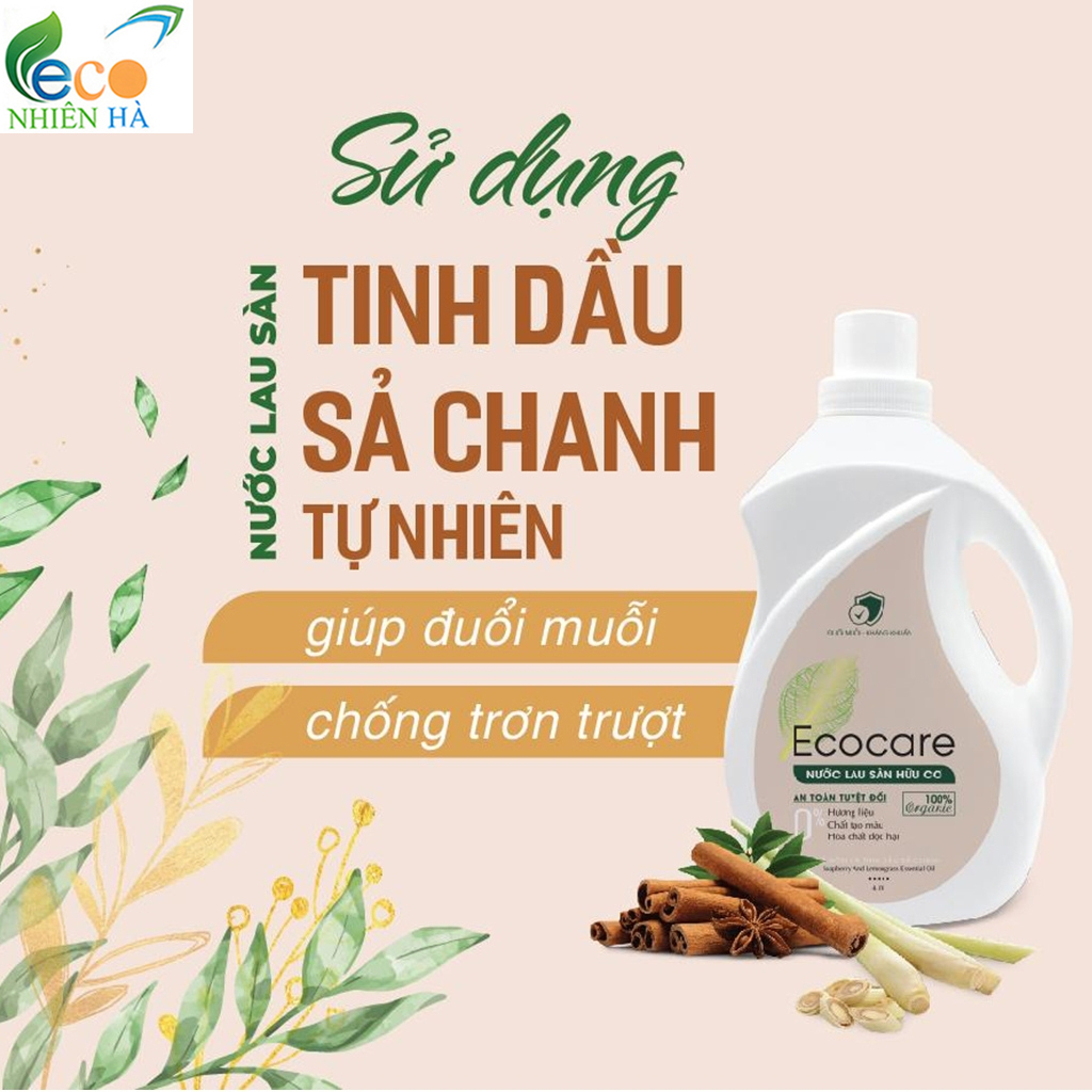 Nước lau sàn ECOCARE 4L tinh dầu thiên nhiên, nước lau nhà đuổi muỗi, chống trượt bé