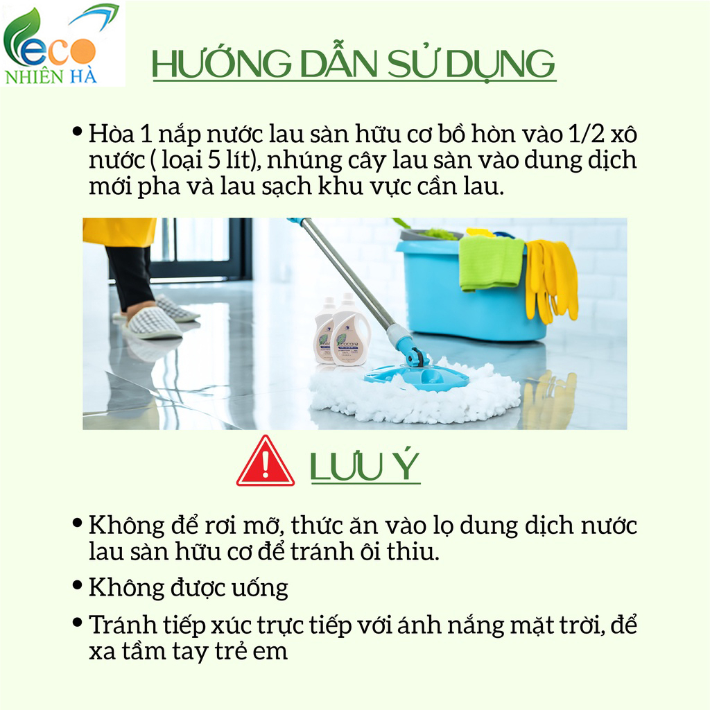 Nước lau sàn ECOCARE 4L tinh dầu thiên nhiên, nước lau nhà đuổi muỗi, chống trượt bé