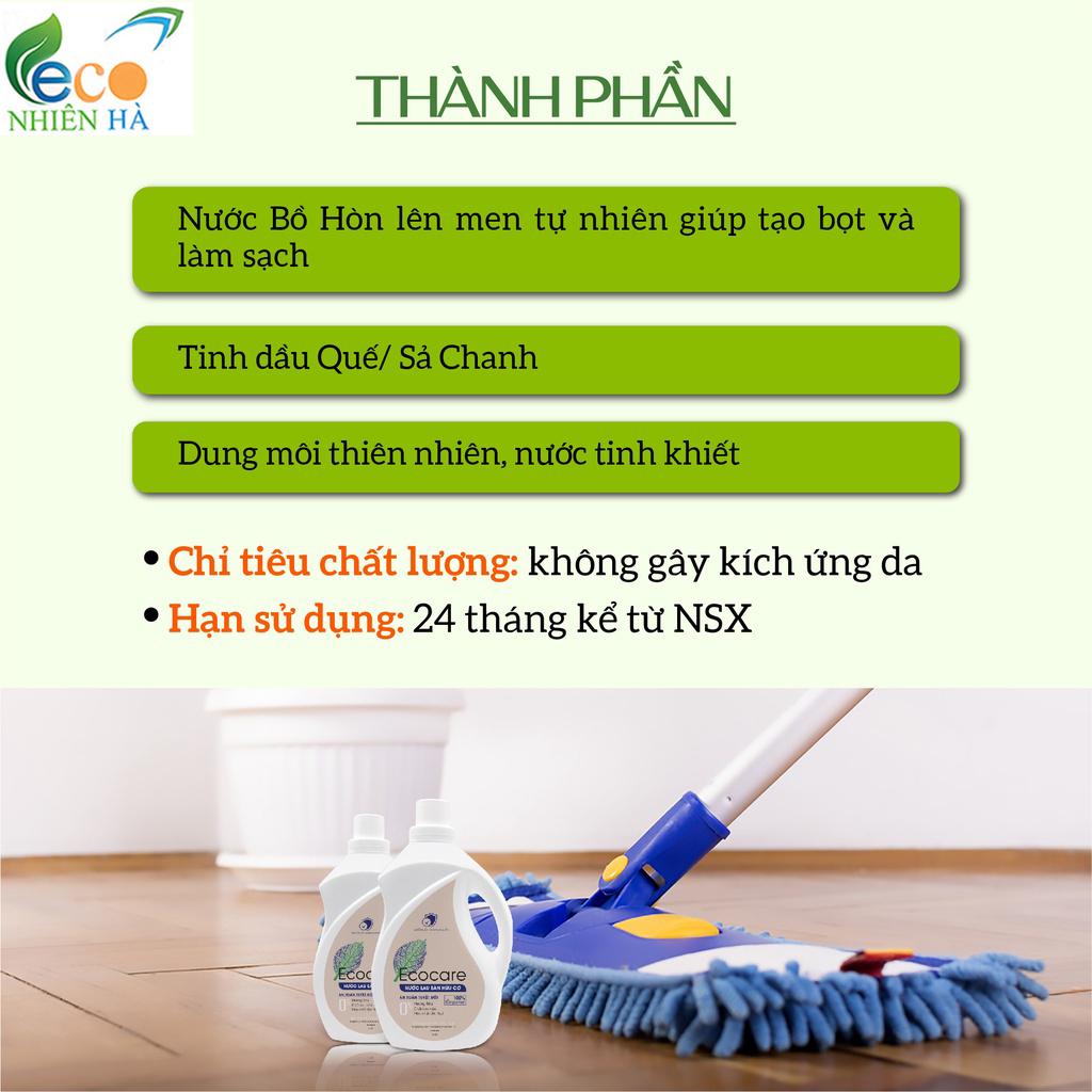 Nước lau sàn ECOCARE 4L tinh dầu thiên nhiên, nước lau nhà đuổi muỗi, chống trượt bé