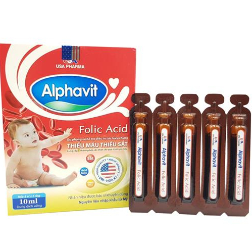 (20 ống) Alphavit Folic Acid MediUSA - siro bổ máu, bổ sung sắt cho trẻ em