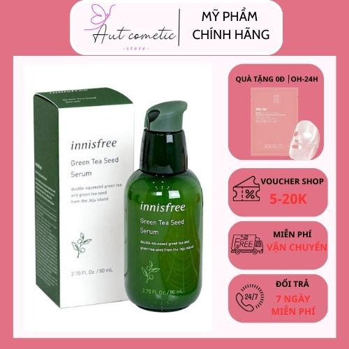 Serum Innisfree Green Tea Seed 80ml Tinh Chất Dưỡng Ẩm Sâu,Phục Hồi Da Mụn Trà Xanh AUT kv1 aut2