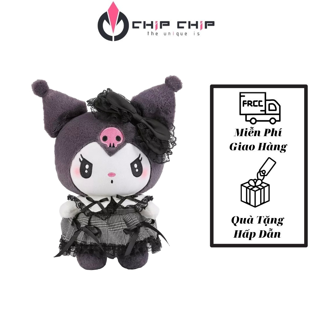 Thú Bông Hoạt Hình Kuromi, Melody Mặc Đầm Đen Cao Cấp